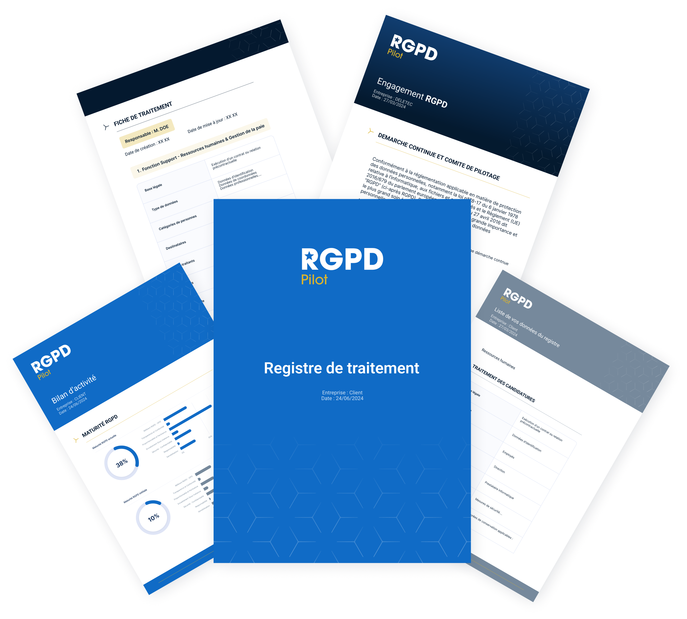 Image de cinq documents types de RGPD Pilot